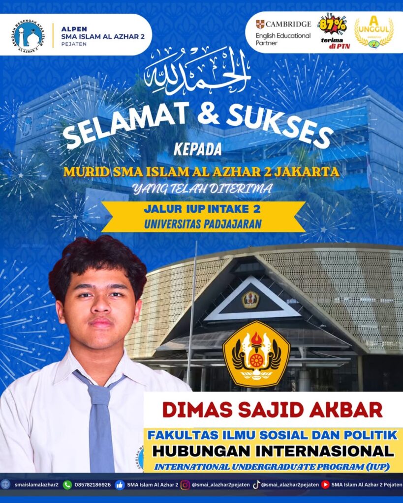 Murid SMA Islam Al Azhar 2 Lulus IUP UNPAD 2026