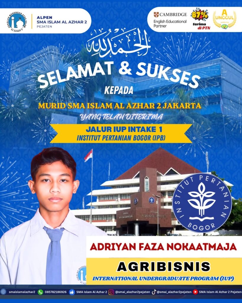 Murid SMA Islam Al Azhar 2 Lulus IUP IPB 2026