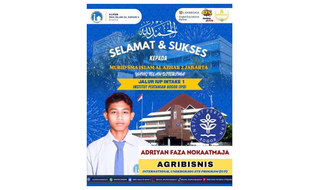 Murid SMA Islam Al Azhar 2 Lulus IUP IPB 2026