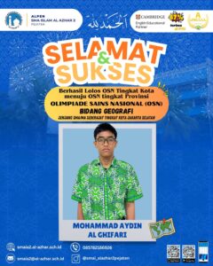 Mohammad Aydin Al Ghifari yang lolos OSN Geografi tingkat kota menuju tingkat provinsi