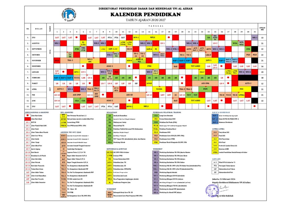 Kaldik YPI AL Azhar TA 2026/2027