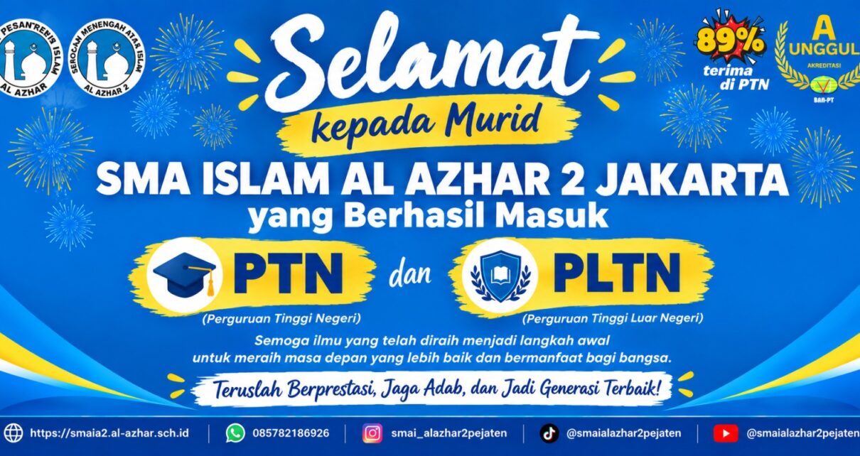 Lulusan SMA Islam Al Azhar 2 Jakarta Banyak Diterima di PTN, PTLN,